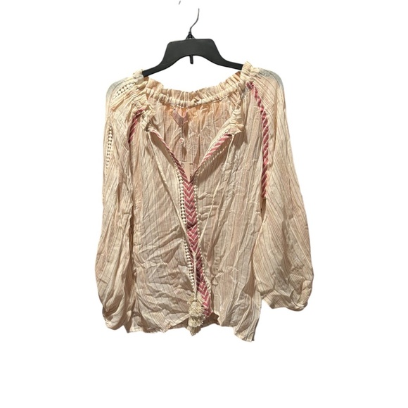 Miss June Boho Peasant Top in Cream with Gold Large NWT - Picture 1 of 7